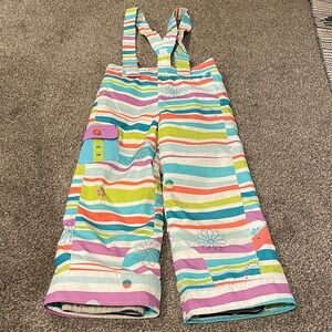 Obermeyer Girl's Ski Pants ski bib size 6 straps stripped utopia print